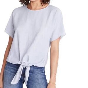 Madewell Blue Pinstripe Tie Shirt